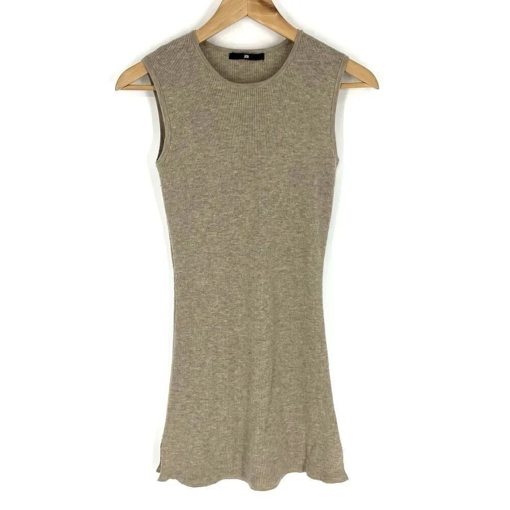 Jarbo Sweater Tank Top Size 38 Womens 8 Brown Rib Sleeveless Tunic Wool Cashmere